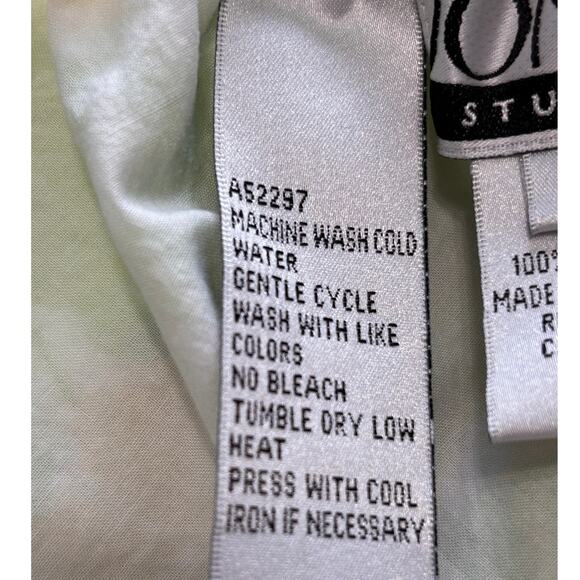 Jones Studio Wms 1X Yellow Green Floral Cotton Pull On Skirt Summer Picnic - Picture 8 of 9